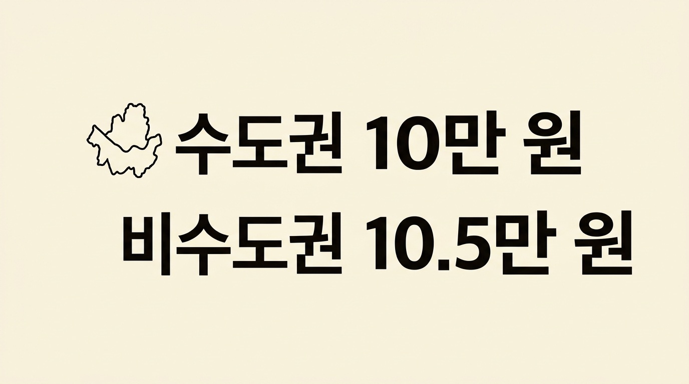 수도권 10만 원과 비수도권 10만 5천 원 비교