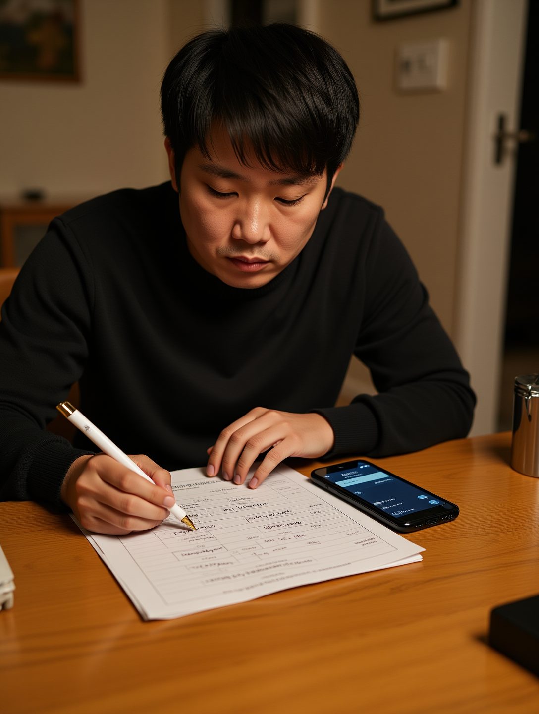 청년미래적금 전환 순서를 종이에 확인하는 장면