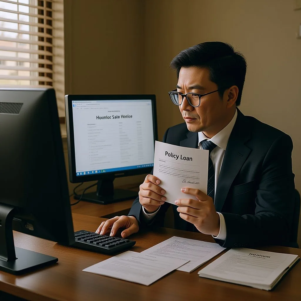소상공인이 사무실에서 매출 자료와 정책자금 서류를 비교하는 모습
