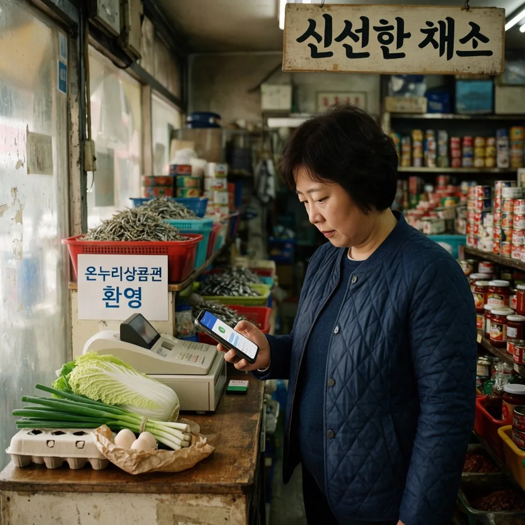 속초사랑상품권 사용 가능 가맹점을 결제 전에 확인하는 모습