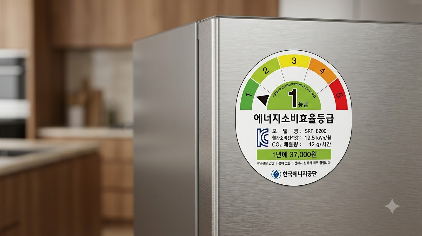 가전제품에 부착된 에너지 소비효율 1등급 라벨