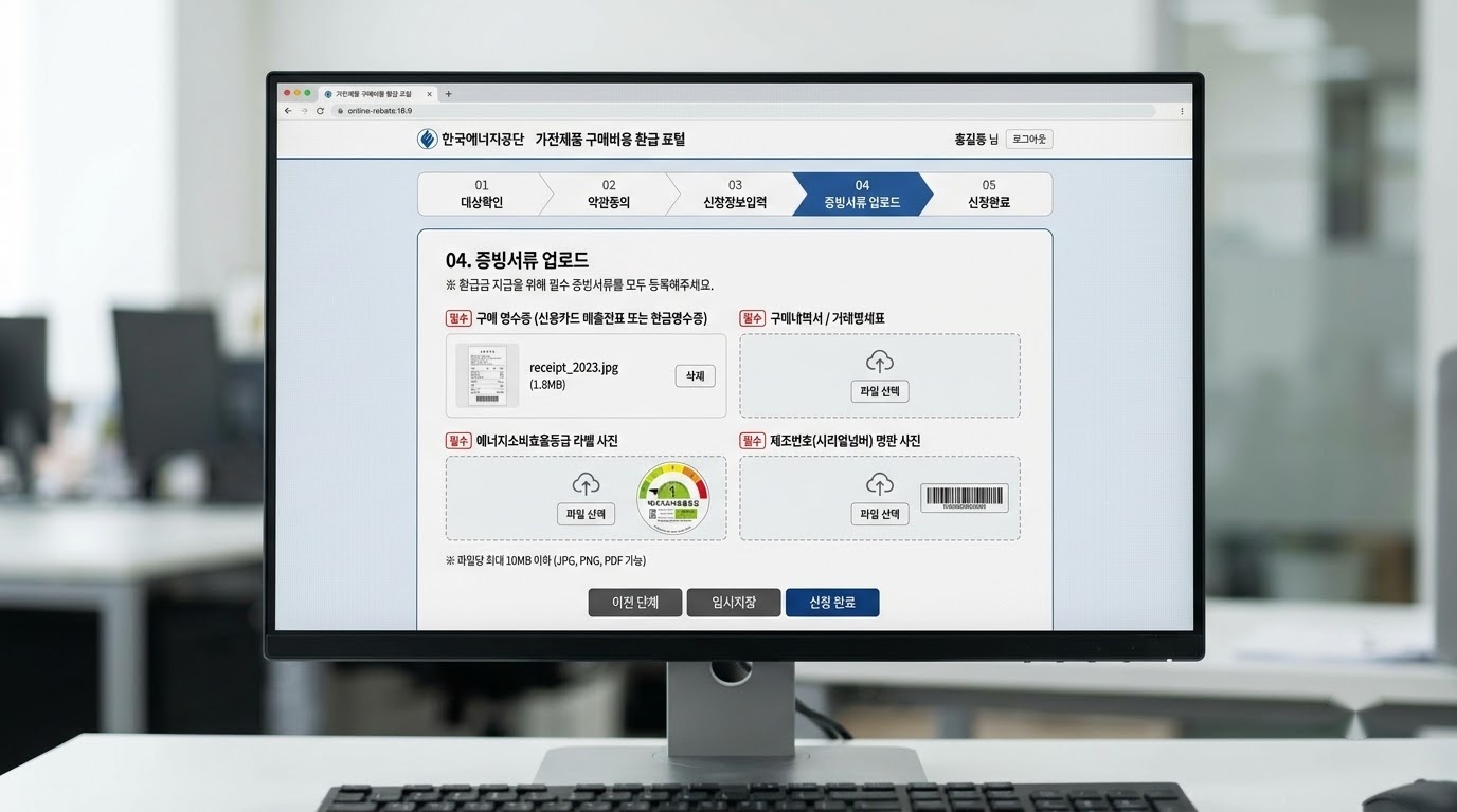 환급 포털 서류 업로드 화면